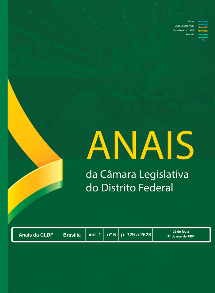 Capa dos Anais da Câmara Legislaiva do Distrito Federal. Apresenta o título da publicação e a metado da logo da CLDF sobre um fundo verde.